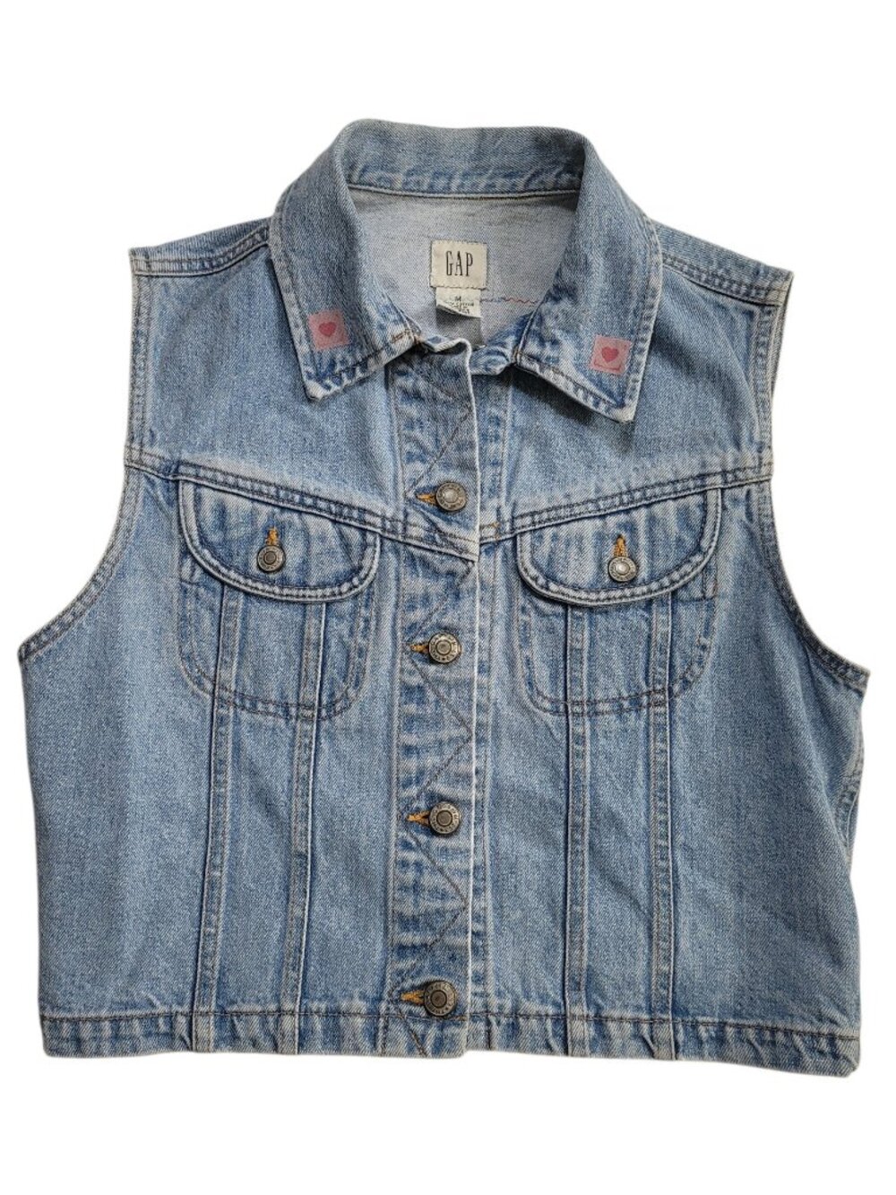 Gap Western Denim Vest Medium Wash Sleeveless Trucker Jean Jacket Festival M - Picture 6 of 8